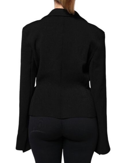 Black Viscose Single Breasted Blazer Jacket - Image 4