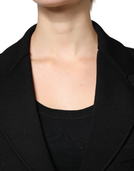 Black Viscose Single Breasted Blazer Jacket - Image 5