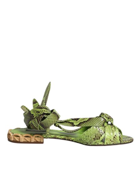 Green Animal Print Ankle Wrap Sandals Shoes - Image 7