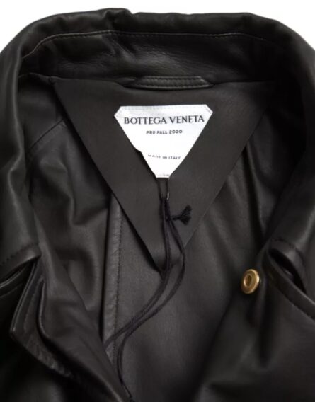 Black Leather Men Waterproof Trenchcoat Jacket - Image 7
