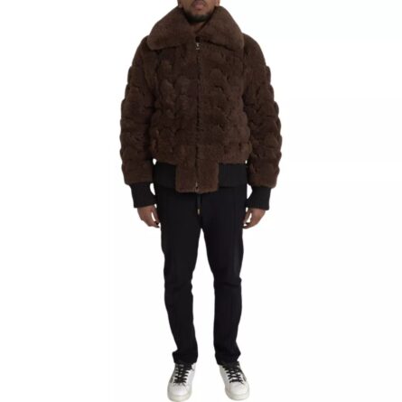Brown Fur Lamb Shearling Coat Jacket - Image 2