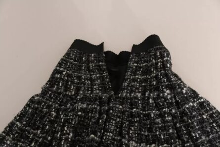 Black Check Flounce Detailed Wool Mini Skirt - Image 6