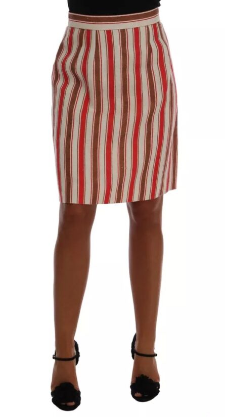 Multicolor Portofino Stripes Cotton Midi Skirt - Image 5