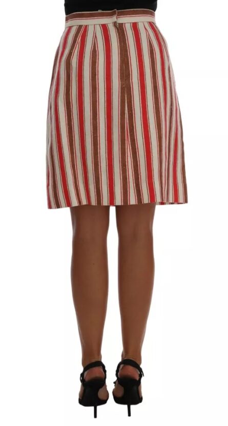 Multicolor Portofino Stripes Cotton Midi Skirt - Image 6