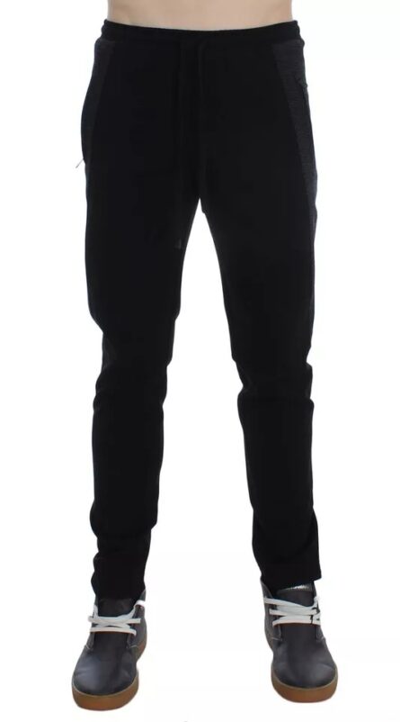 Black Gray Wool Casual Trousers Stripe Pants - Image 2