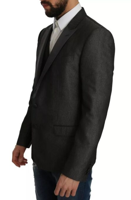 Gray MARTINI 2 Piece Vest Coat Blazer - Image 3