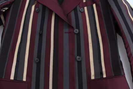 Multicolor Striped Runway 3 Piece Slim Fit Vest Suit - Image 8