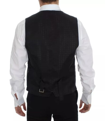 Black Wool Silk Dress Gilet Jacket Vest - Image 3