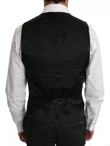 Black Wool Logo Waistcoat Vest - Image 4