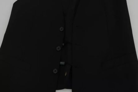 Black Wool Logo Waistcoat Vest - Image 6