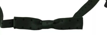 Green Dotted Silk Adjustable Neck Bow Tie - Image 3