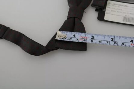 Gray Dotted Silk Adjustable Neck Bow Tie - Image 5
