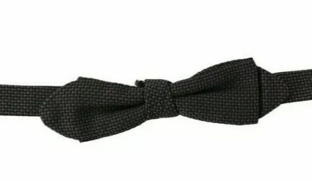 Gray Pattern Silk Adjustable Neck Bow Tie - Image 2
