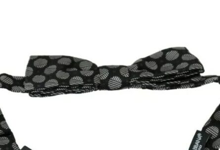 Black Silk Circles Men Necktie Bow Tie - Image 3