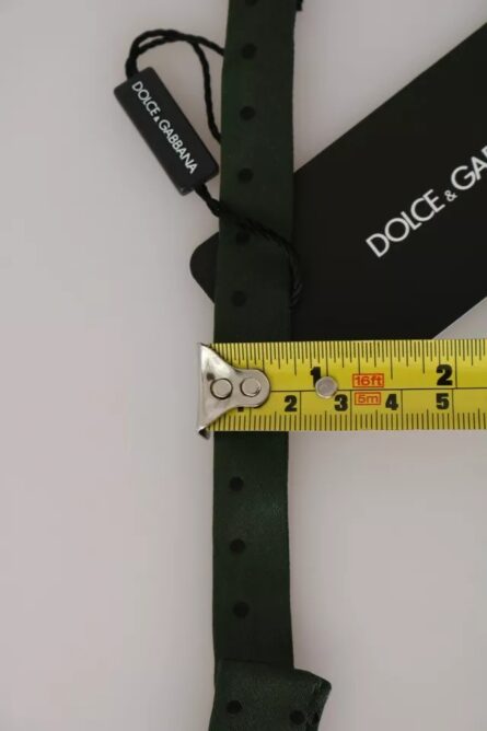 Green Silk Dotted Mens Necktie Bow Tie - Image 6