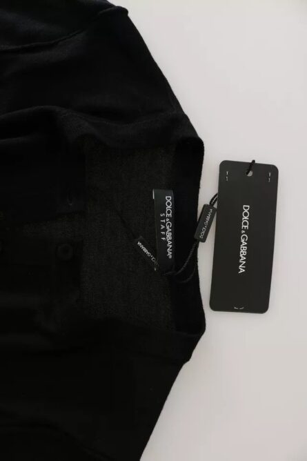 Black Virgin Wool Long Sleeve Top Blouse Top - Image 7