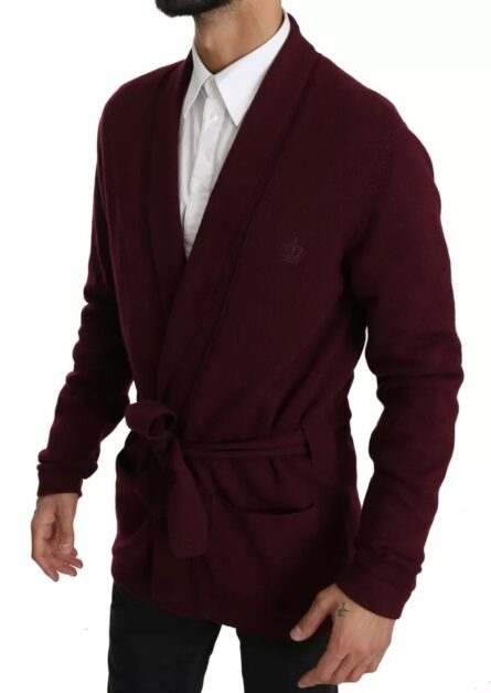 Bordeaux Cashmere Crown Cardigan Sweater - Image 5