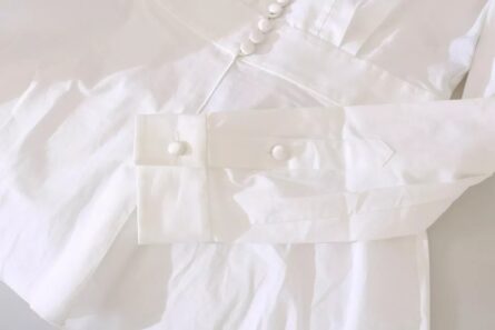 Black White Decorative Buttons Tops Shirt Blouse - Image 8