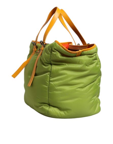 Green Nylon Padded Logo Plaque Tote Crossbody Bag - Image 3