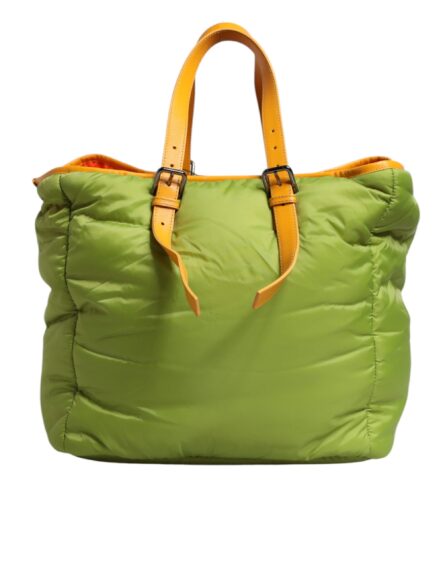 Green Nylon Padded Logo Plaque Tote Crossbody Bag - Image 4