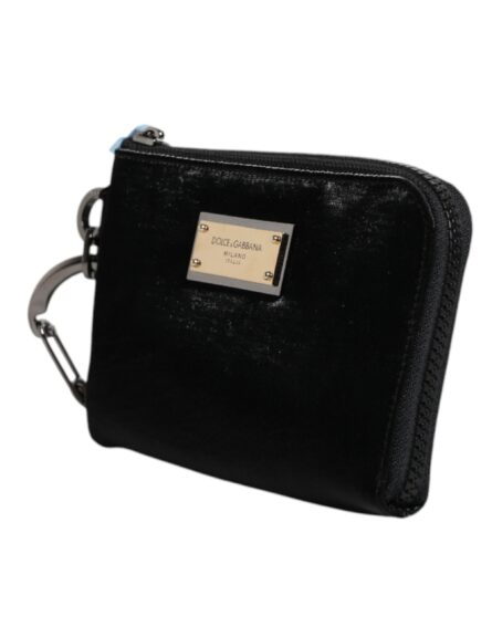 Black Nylon Logo Plaque Keyring Pouch Clutch Bag - Image 3
