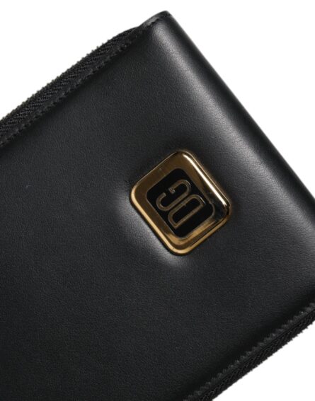 Black Leather Logo Plaque Neck Strap Card Coin Wallet - Image 6