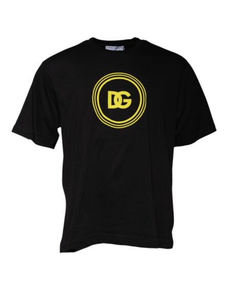 Black Logo Print Cotton Crew Neck T-shirt - Image 2