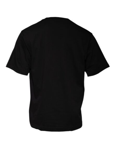 Black Logo Print Cotton Crew Neck T-shirt - Image 3
