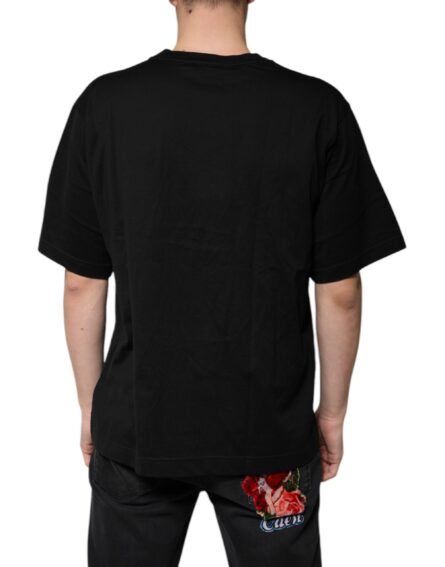 Black Cotton Logo Vneck Short Sleeve T-shirt - Image 4
