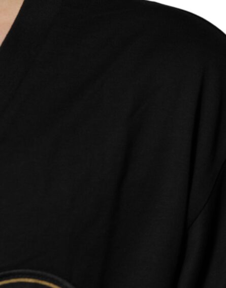 Black Cotton Logo Vneck Short Sleeve T-shirt - Image 6