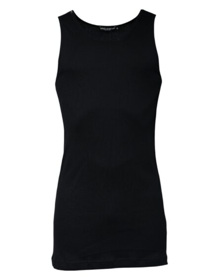 Black Cotton Sleeveless Round Neck Tank T-shirt - Image 2