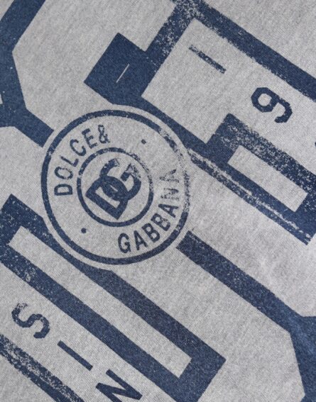 Gray Logo Print Cotton Crew Neck T-shirt - Image 6