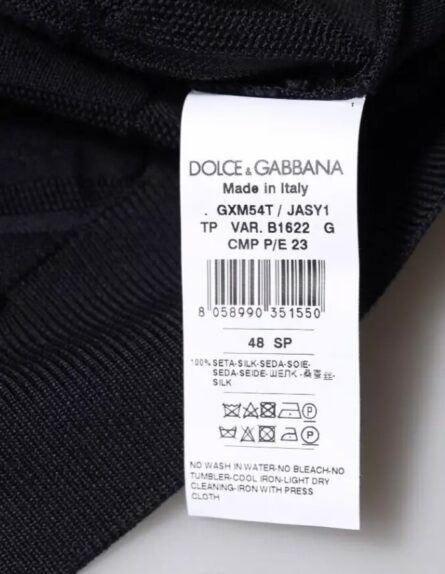 Black Silk Crew Neck Men Cardigan Sweater - Image 5