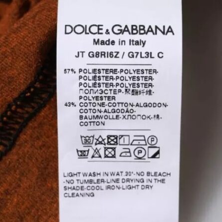 Brown DG Logo Polyester Crew Neck T-shirt - Image 5