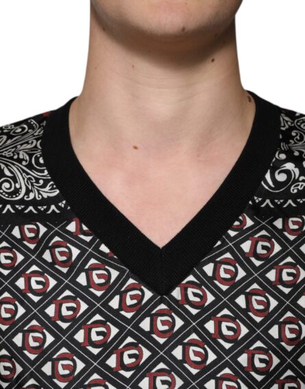 Black Logo Wool V-neck Pullover Sweater - Image 5
