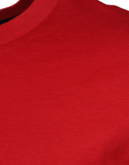 Red Logo Print Cotton Crew Neck T-shirt - Image 3