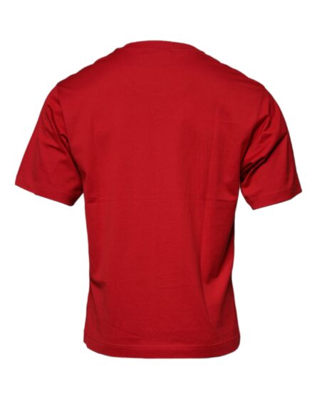 Red Logo Print Cotton Crew Neck T-shirt - Image 4