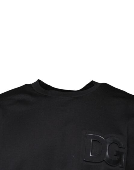 Black DG Logo Print Cotton Crew Neck T-shirt - Image 3