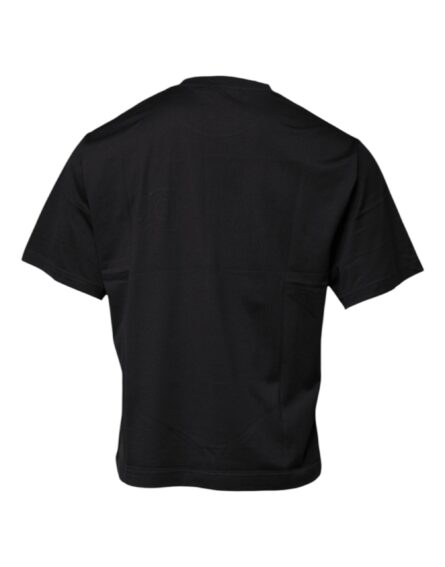 Black DG Logo Print Cotton Crew Neck T-shirt - Image 5