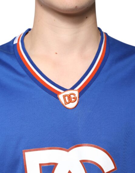 Blue Logo V-neck Short Sleeve T-shirt - Image 5