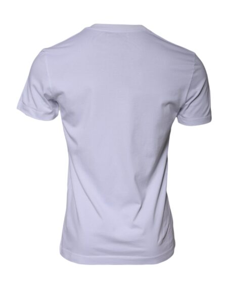 White Logo Print Cotton Crew Neck T-shirt - Image 3