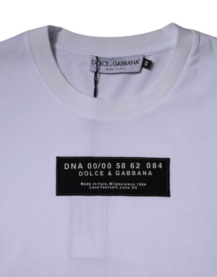 White Logo Print Cotton Crew Neck T-shirt - Image 4
