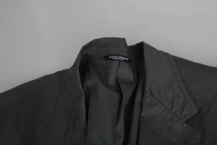 Gray Cotton Single Breasted Formal Blazer - Image 4