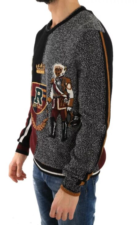 Multicolor KING Knight Monkey Knitted Cashmere Wool Sweater - Image 3