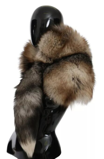 Brown Fox Tail Fur Shawl Neck Wrap Cover Collar Scarf - Image 7