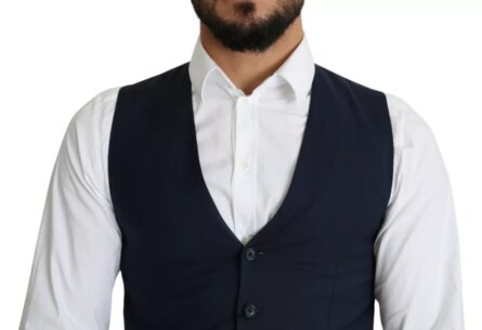 Navy Blue Men Formal Dress Waistcoat Vest - Image 2