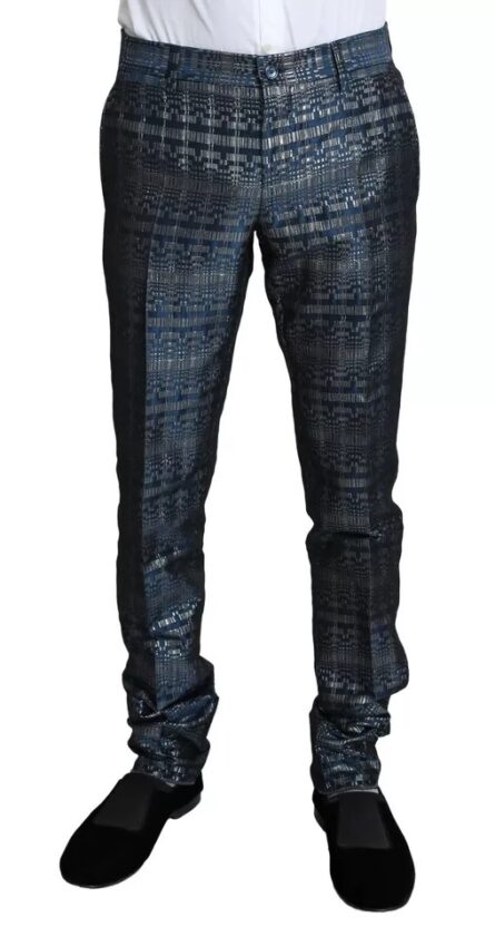Blue Silver Shiny 2 Piece Slim GOLD Suit - Image 5