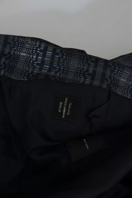 Blue Silver Shiny 2 Piece Slim GOLD Suit - Image 6