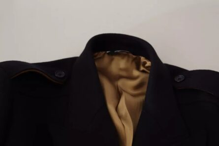 Blue Trench Coat Long Wool Stretch Jacket - Image 3