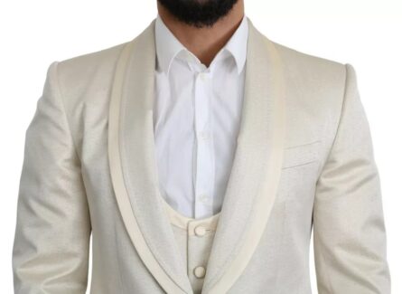 Beige Wool Crème 3 Piece SICILIA Shawl Suit - Image 5